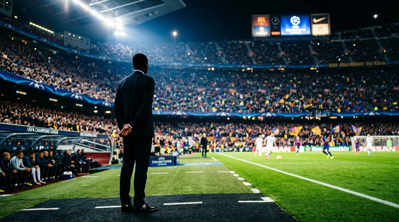 Entrenadores Champions League - banquillo de estadio de fútbol europeo
