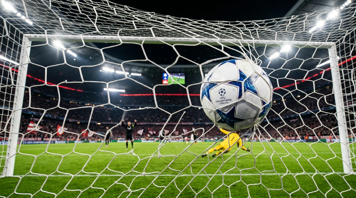 Máximos goleadores Champions League - balón de oro en red de portería