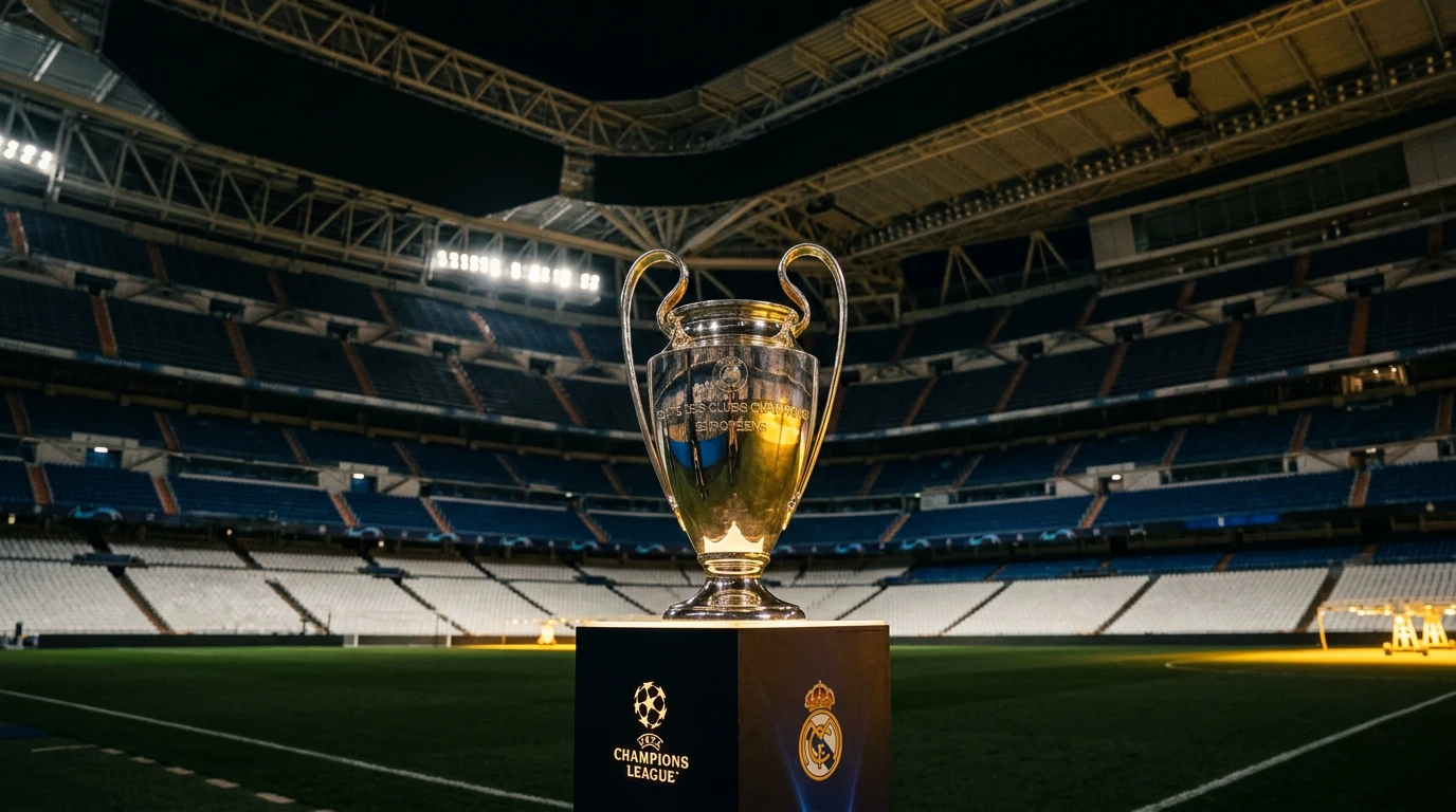 Real Madrid Champions League - trofeo de la orejona en el Santiago Bernabéu